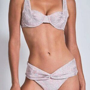 $180 NWT Devon Windsor Alaia silver/metallic bikini top M/bottom XS